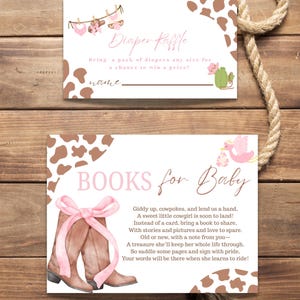 Pink Cowgirl Baby Shower Inserts: Books for Baby & Diaper Raffle (PDF Download)