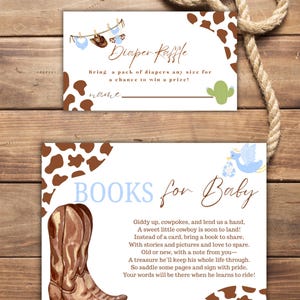 Cowboy Baby Shower Inserts: Books for Baby & Diaper Raffle (PDF Download)