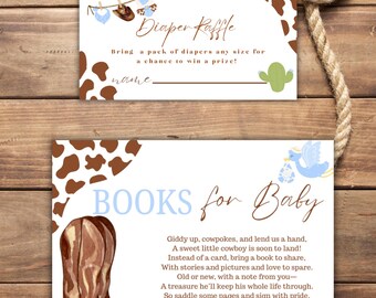 Cowboy Baby Shower Inserts: Books for Baby & Diaper Raffle (PDF Download)