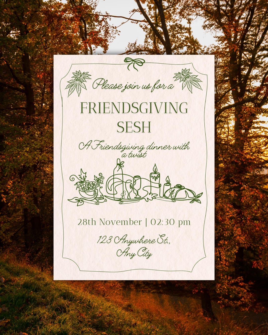 420 Friendsgiving Invitation: Editable Cannabis Potluck Invite - Etsy