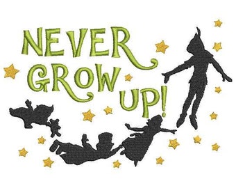 Peter Pan Machine Embroidery Designs Never grow up Embroidery Designs Set of 7 formats in 4 sizes #246 Digital instant download file