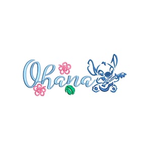 Lilo & Stitch Inspired Machine Embroidery design.  Ohana.