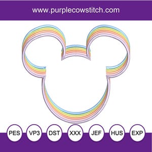 Rainbow Mickey Machine Embroidery Design