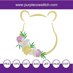 Floral Winnie the Pooh Embroidery Design (Digital File)