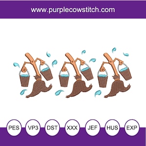 Fantasia Dancing Mops Brooms Machine Embroidery Design. New Sizes