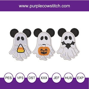 Trick or Treat Ghosts Halloween Machine Embroidery Design.