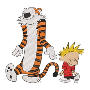 Calvin & Hobbs Comic Inspired Machine Embroidery Design.