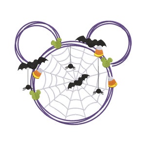 Archivo de diseño de bordado de máquina de corona de Halloween de otoño de Mickey Mouse.
