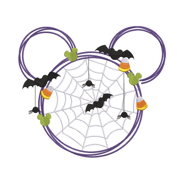 Mickey Mouse Fall Halloween Wreath Machine Embroidery Design File.