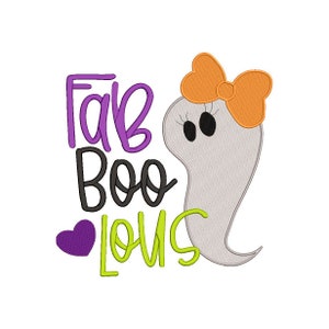 Fab-Boo-Lous Ghost Halloween Machine Embroidery Design!    4 sizes