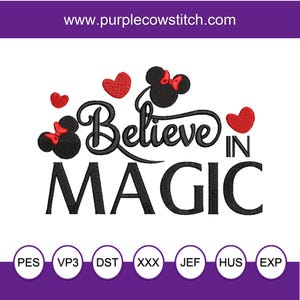Minnie Believe in Magic Machine Embroidery Design