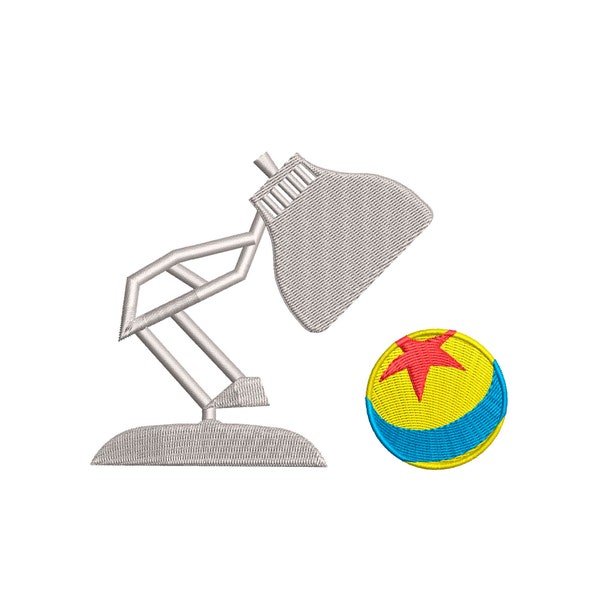 Pixar inspired Machine Embroidery Design. Luxo and the Famous Pixar Ball 6 sizes