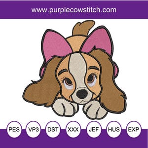 Lady and the Tramp &quot;Lady&quot; Inspired Machine Embroidery Design.