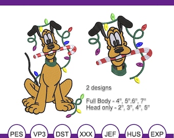 BUNDLE - Pluto Christmas Happy Holidays Machine Embroidery.