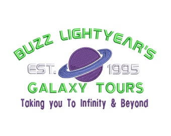 Buzz Lightyear Galaxy Tours Machine Embroidery. Taking you to Infinity and Beyond