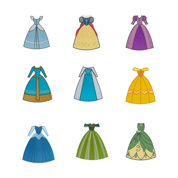 Buy BUNDLE Princess Gowns Dresses 9 Designs Machine Embroidery Designs.  Online in India - Etsy