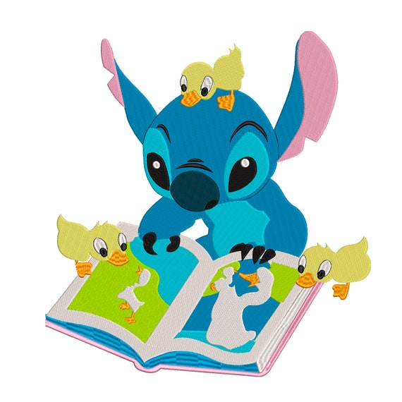 Stitch Reading to Baby Ducks Inspried Machine Embroidery Etsy
