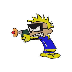 Calvin & Hobbs Comic Inspired Machine Embroidery Design.   4 sizes