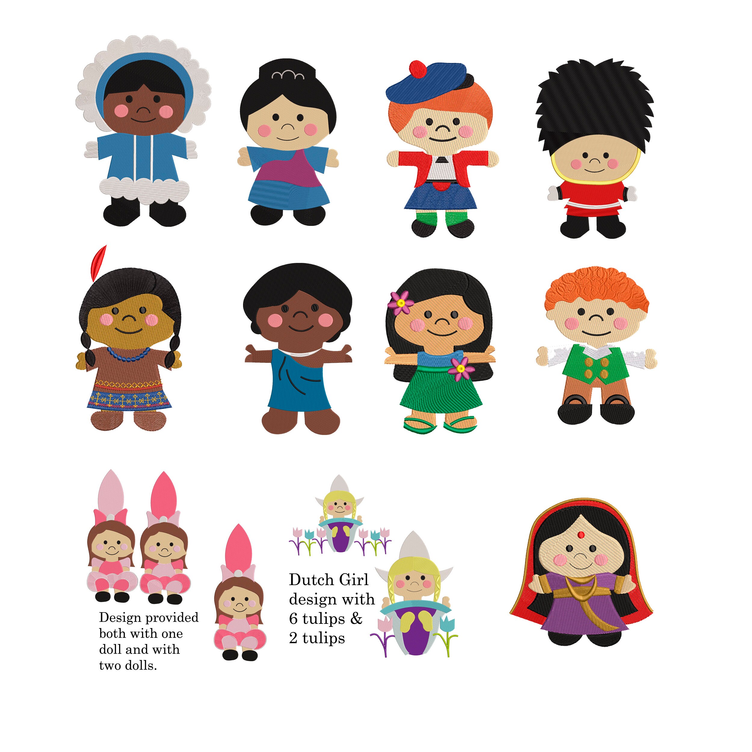 BUNDLE 15 Designs Machine Embroidery. It s a Small World Dolls