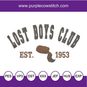 Peter Pan inspired Machine Embroidery Design.  Lost Boys Club.