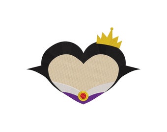 Villain the Evil Queen from Snow White as a Heart Machine Embroidery Design. 5 Sizes