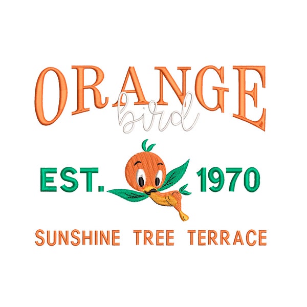 Orange Bird Machine Embroidery Design. Sunshine Tree Terrance