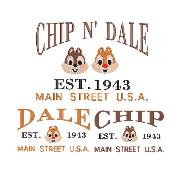 BUNDLE - Chip n' Dale Machine Embroidery Design. Established 1943