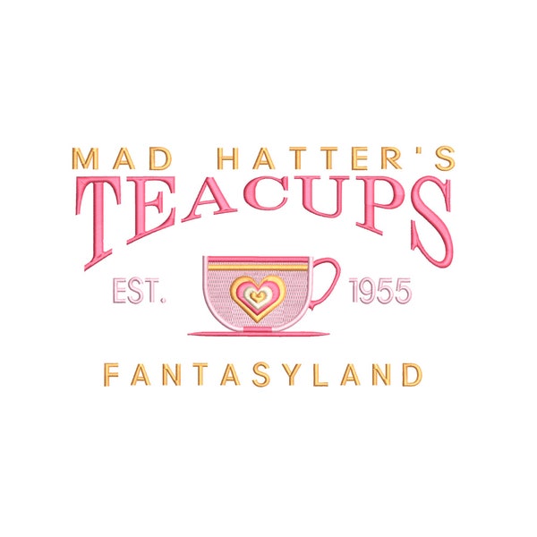 Mad Hatter's Tea Party Machine Embroidery Design.