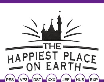 Happiest Place on Earth. Magical Park Machine Embroidery Design.