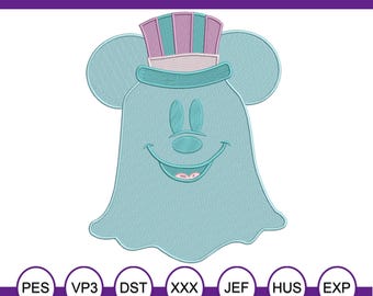 Halloween Mickey Ghost Host Haunted Mansion Machine Embroidery Design.