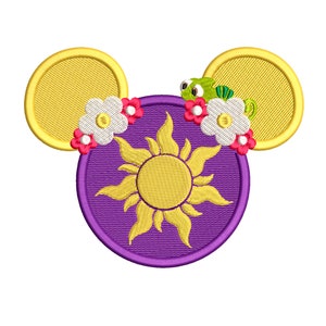 Mouse Ears Tangled Inspired Machine Embroidery File 5 sizes.