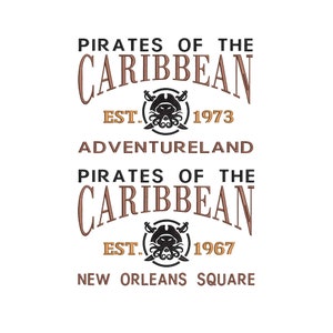 Pirates of the Caribbean Ride Inspired  Machine Embroidery Design. Both Florida and California Parks.