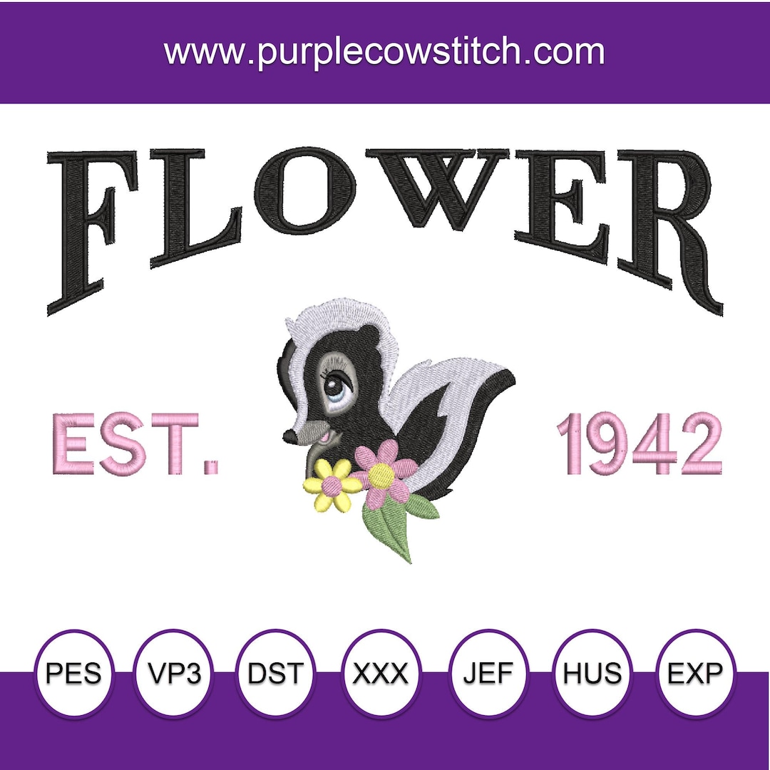 Bambi's Friend Flower Machine Embroidery. Established 1942. - Etsy