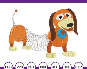 Toy Story Slinky Dog inspired Machine Embroidery Design.
