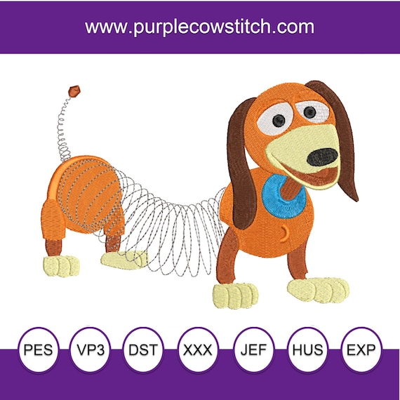 Toy Story Slinky Dog inspired Machine Embroidery Design.