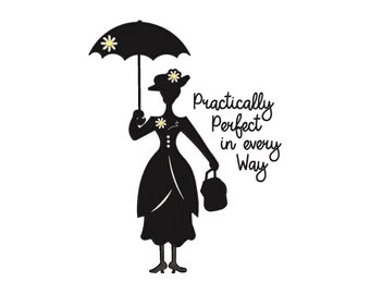 Motif de broderie Mary Poppins, Silhouette (téléchargement numérique)