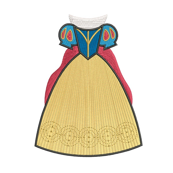 Princess Snow White Dress Machine Embroidery Design.