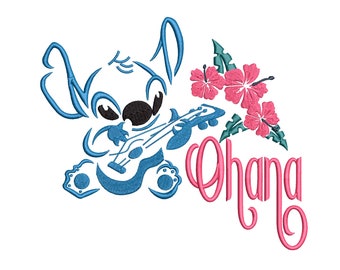 Lilo & Stitch Inspired Machine Embroidery design.  Ohana