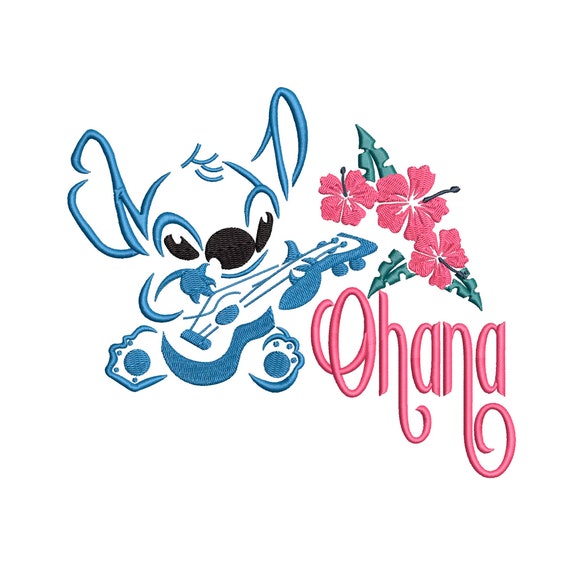 Kawaii Stitch With Hearts Machine Embroidery Design File Lilo 