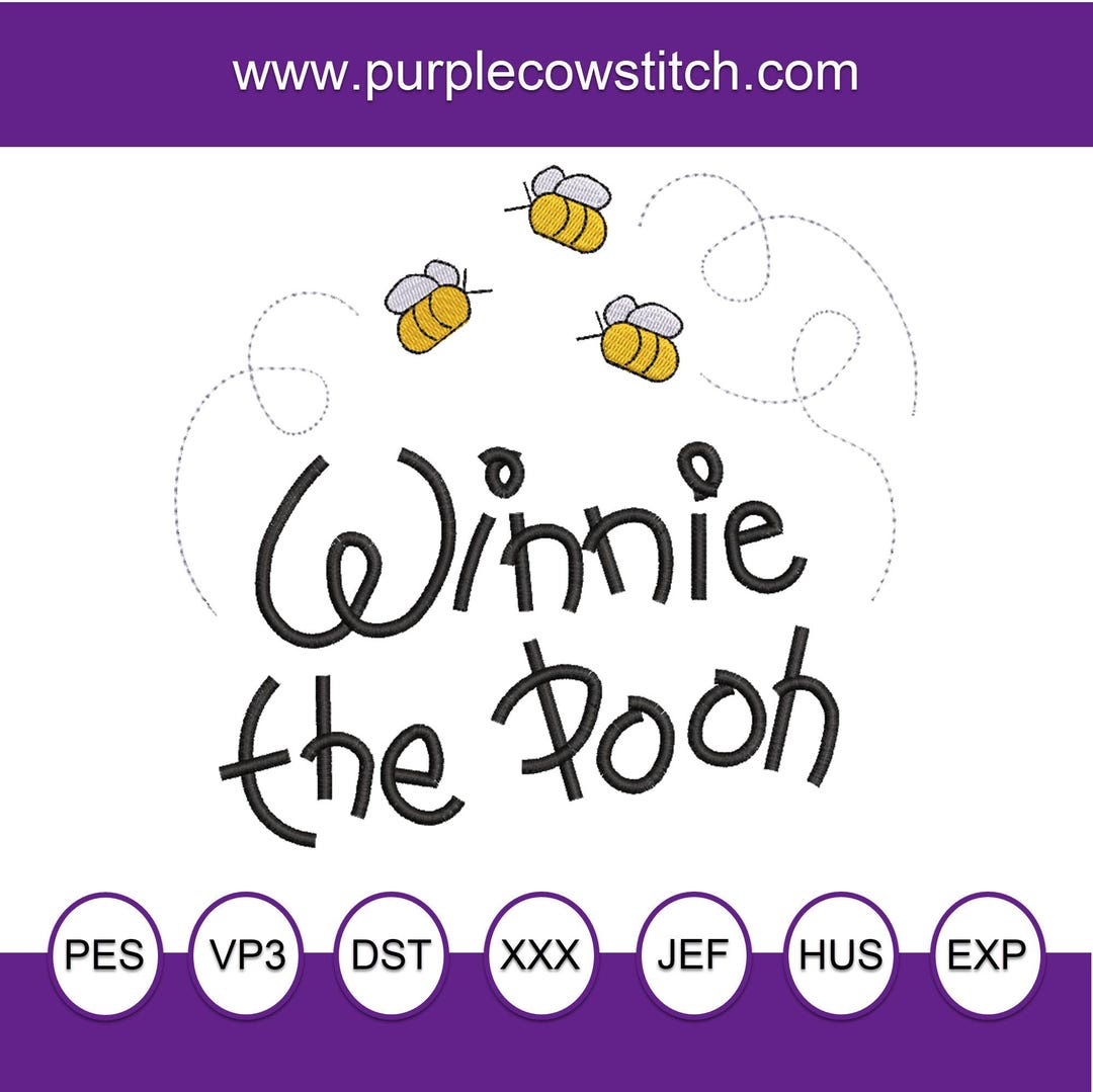 Winnie the Pooh Autograph Machine Embroidery. - Etsy