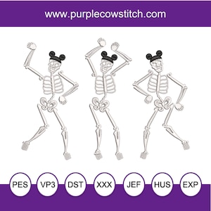 Silly Symphony Dancing Skeletons Halloween Machine Embroidery Design File.