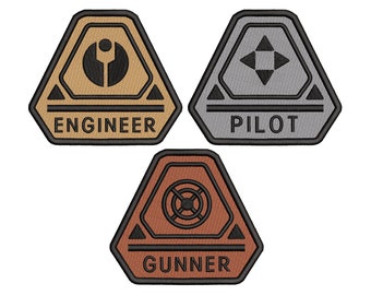 PAQUETE - Diseño de bordado de máquina inspirado en Smuggler's Run Ride. Logotipos de piloto, ingeniero y artillero.