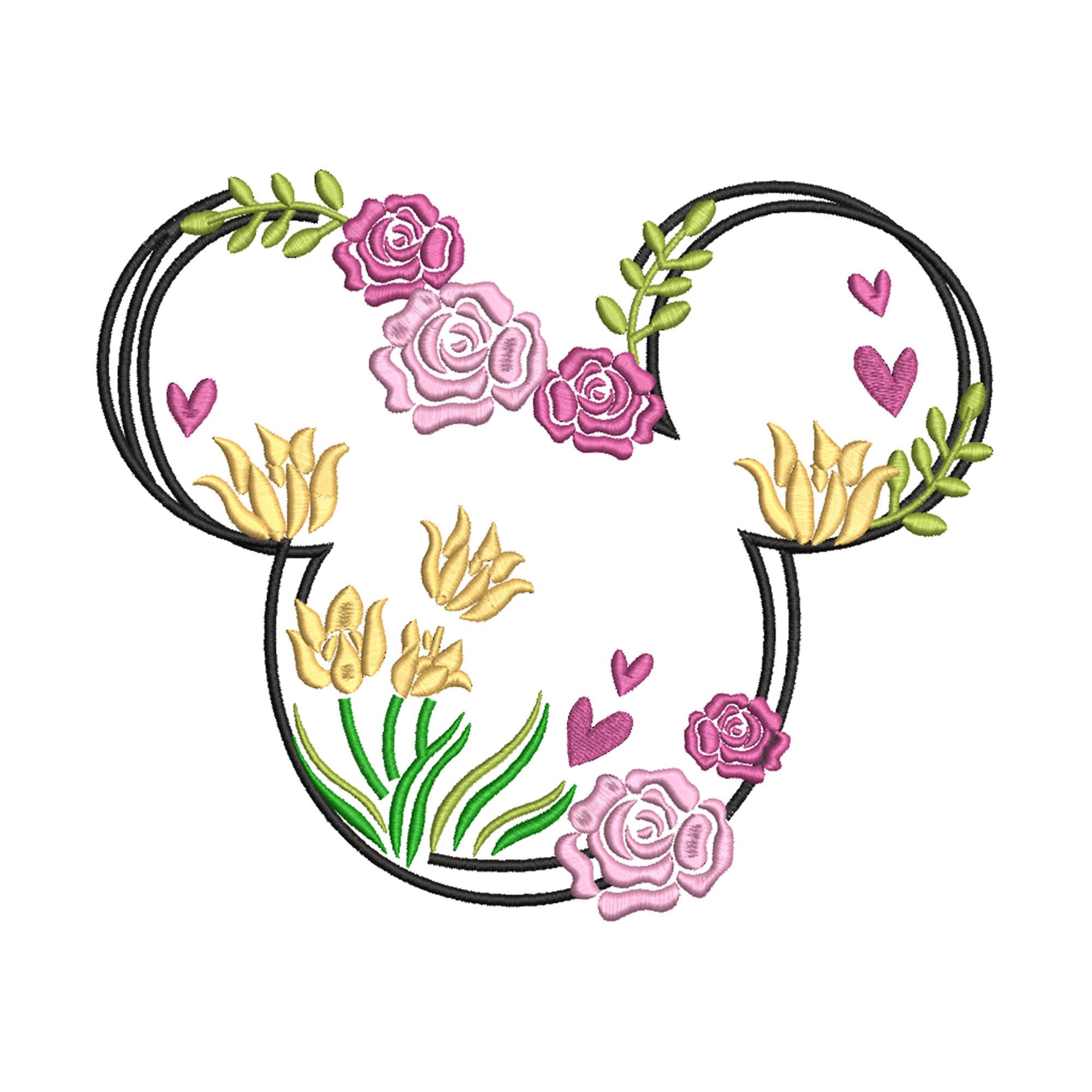 Floral Minnie Wreath Machine Embroidery Design (digital File) - Etsy