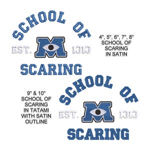 Monsters Inc inspired Machine Embroidery. School of Scaring.