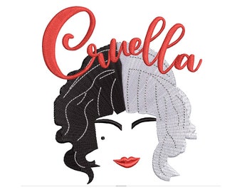 Cruella de Ville Villain 101 Dalmatians Machine Embroidery Design.