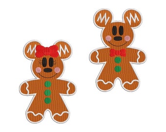 BUNDLE -  Mickey Inspired Machine Embroidery Christmas Design. Mickey & Minnie Mouse Gingerbread Cookie.