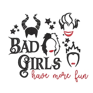 ¡Ursula, Maléfica, Cruella y Evil Queen Villains inspiraron el diseño de bordado de máquina Perfectly Wicked! 5 tamaños