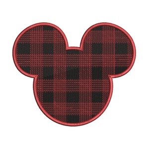 Buffalo Plaid Christmas Winter Mickey inspired Machine Embroidery Design. 6 Sizes