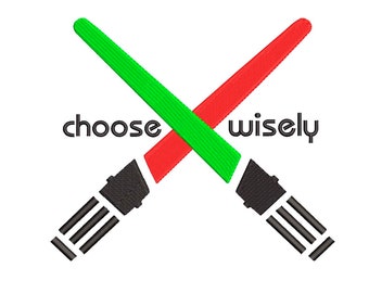 Star Wars Light Saber Machine Embroidery File.  6 sizes.  Choose Wisely