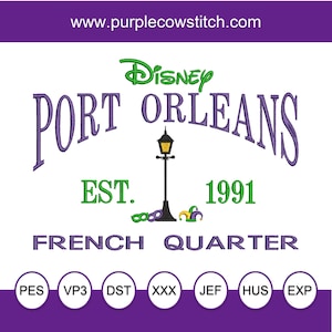 Port Orleans French Quarter Resort Embroidery Design. Established 1991